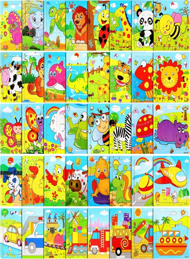 Yunsailing 40 Pack Wooden Puzzles for Kids Ages 3-5, Animals Jigsaw Puzzles for Toddlers Age 2-8, Preschool Educational and Learning Toys Gifts for Kids Children Birthday Party - Image 1